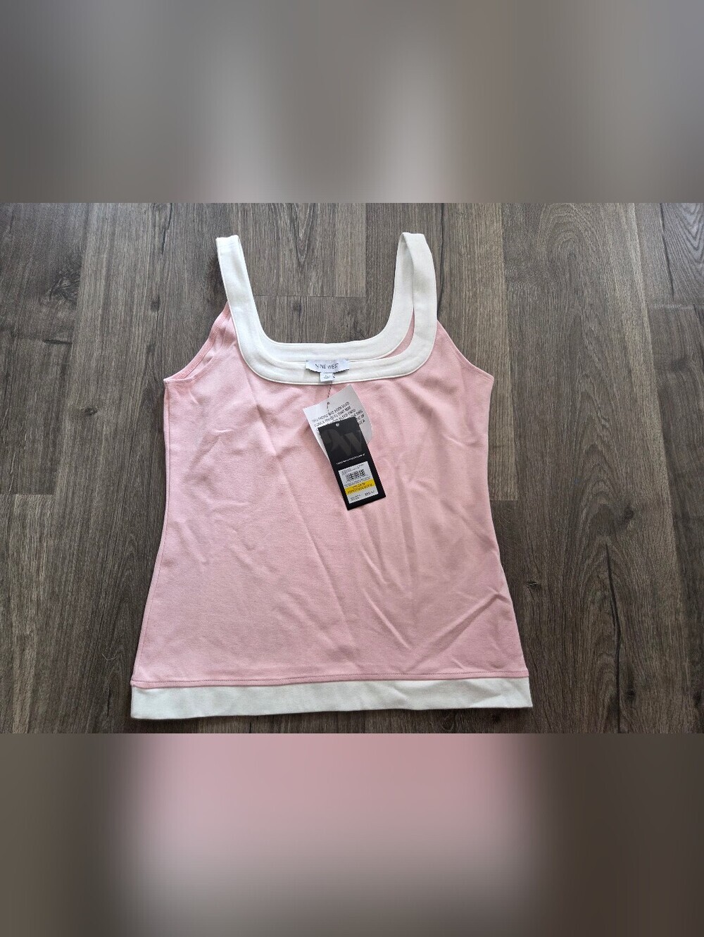 Nine West Women's Pink Tank with White Trim Size M NWT